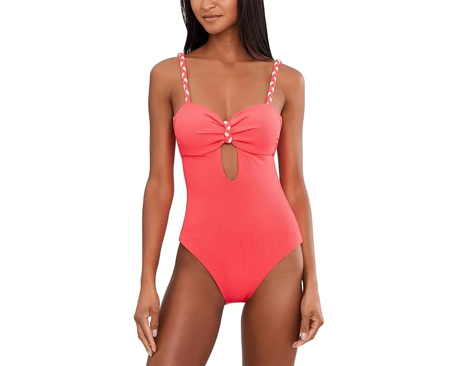 Цельный купальник BECCA Modern Edge с бандо и рельефной резинкой