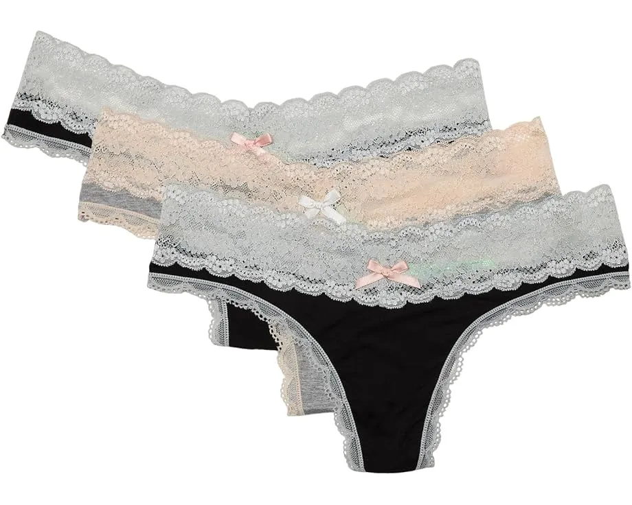 Набор из 3 стрингов Ahna от HONEYDEW с кружевной резинкой и атласным бантом