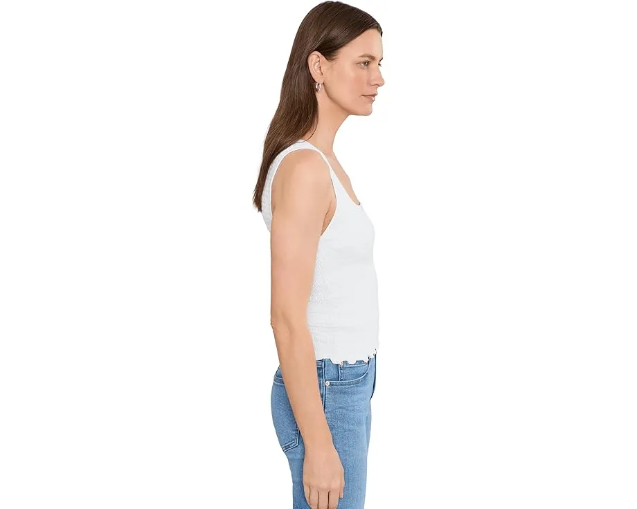 Madewell топ с круглым вырезом и сборкой