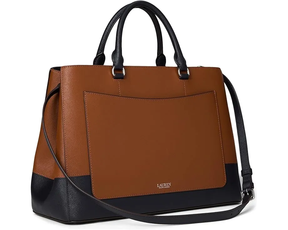 Большая полосатая кожаная сумка-сатчел Hanna от Lauren Ralph Lauren