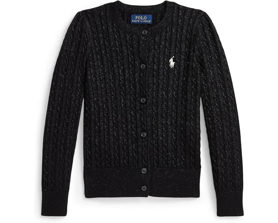 Детский кардиган Polo Ralph Lauren Kids с мелкой резинкой и металлическим эффектом