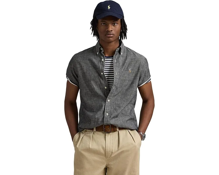Рубашка Polo Ralph Lauren Classic Fit Chambray с коротким рукавом и поношенным видом