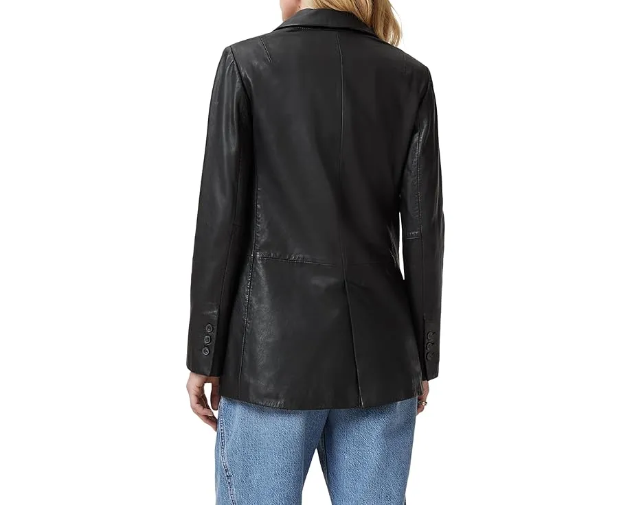 Кожаный блейзер AllSaints Deri с лацканами и длинным рукавом