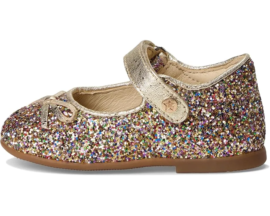 Балетки Naturino для девочек с блестками и ремешком на липучке