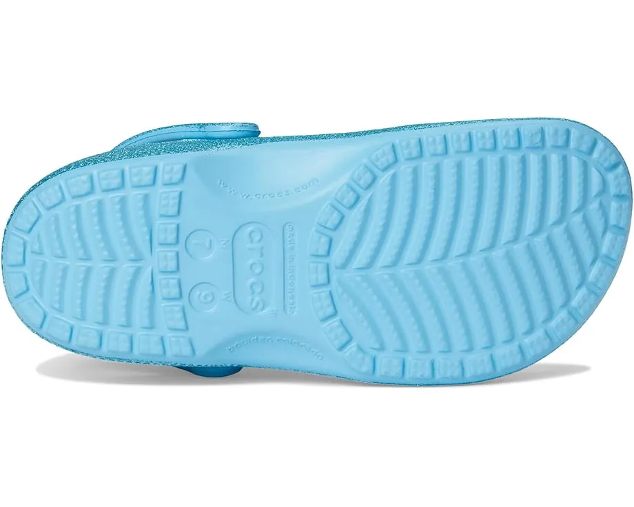 Кроксы Classic Clog с блестками и регулируемым ремешком