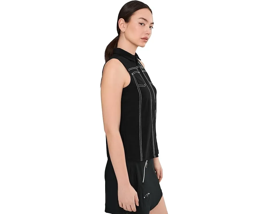 Топ Jamie Sadock без рукавов однотонный с воротником и молнией