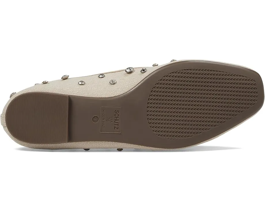 Балетки Schutz Arissa Shine с кристаллами и бантом на текстурированной ткани