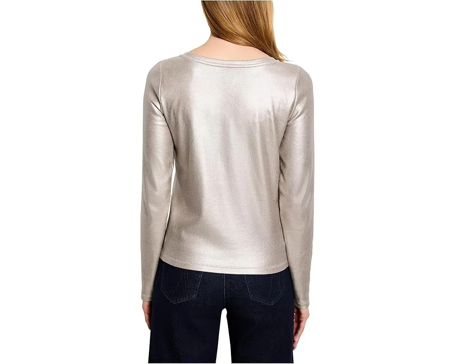 Футболка NIC+ZOE с лодочкой и глянцевой резинкой для утонченного образа