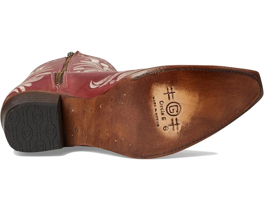 Ботинки Corral L6223 с красной вышивкой и молнией на щиколотке