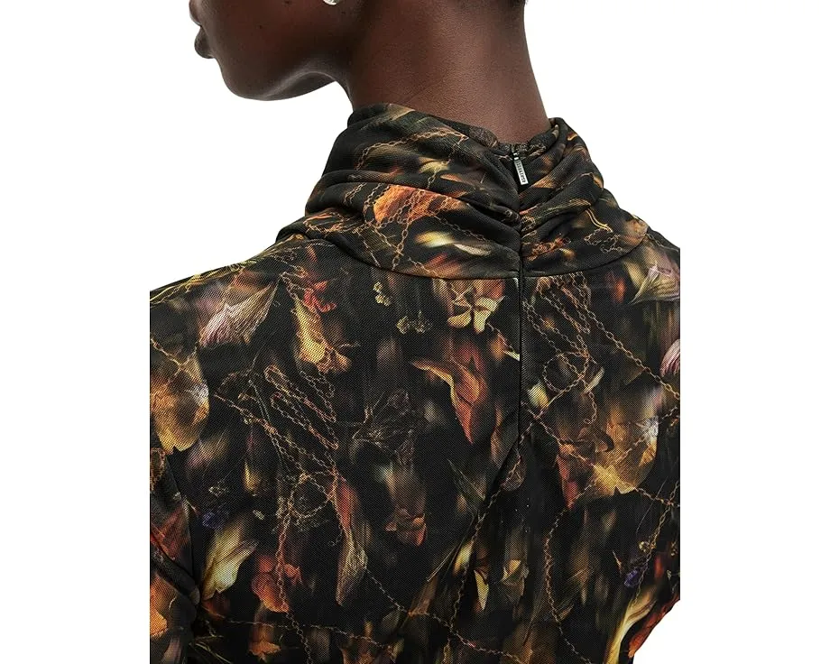 Платье AllSaints Tia с длинными рукавами и высоким воротником из полиэстера