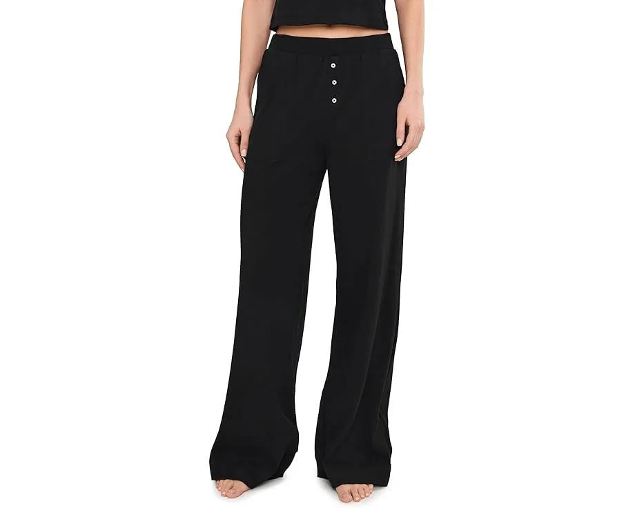 PACT брюки Dream Rib Wide Leg Lounge Pants с высокой посадкой и карманами
