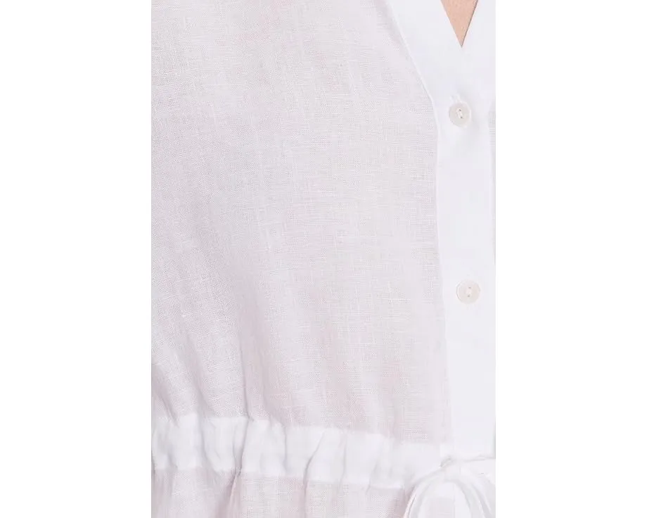 Petite Organic Handkerchief Linen Long Shirt With Drawstring