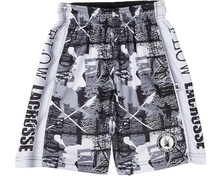 Шорты для лакросса FLOW SOCIETY черные с серебром и сетчатой тканью