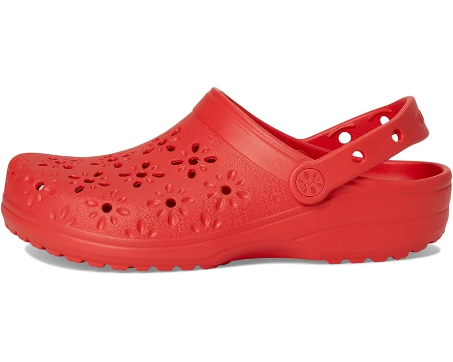 Классические сабо Crocs с ажурным цветочным дизайном и вентиляционными отверстиями