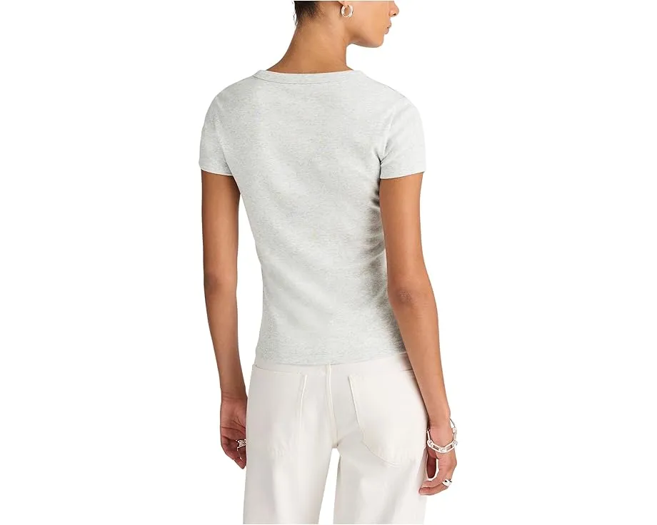 Облегающий топ Madewell High V Ribbed Baby Tee с высоким V-образным вырезом