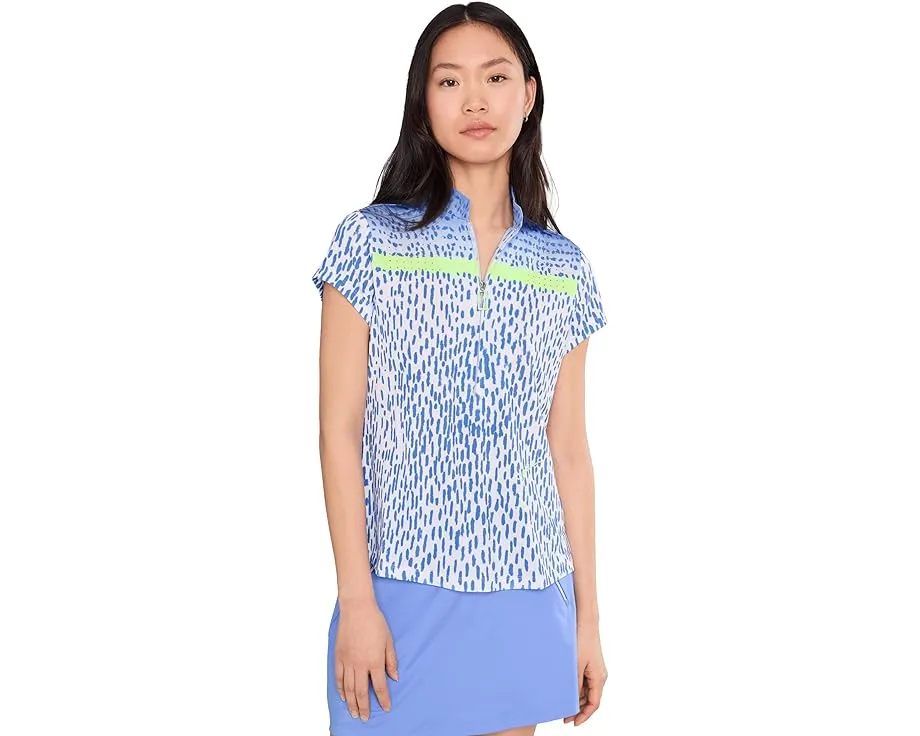 Женский топ Jamie Sadock с коротким рукавом воротником стойкой и молнией спереди