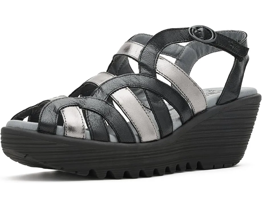 Сандалии FLY LONDON Lemy397fly на танкетке с регулируемым ремешком на липучке