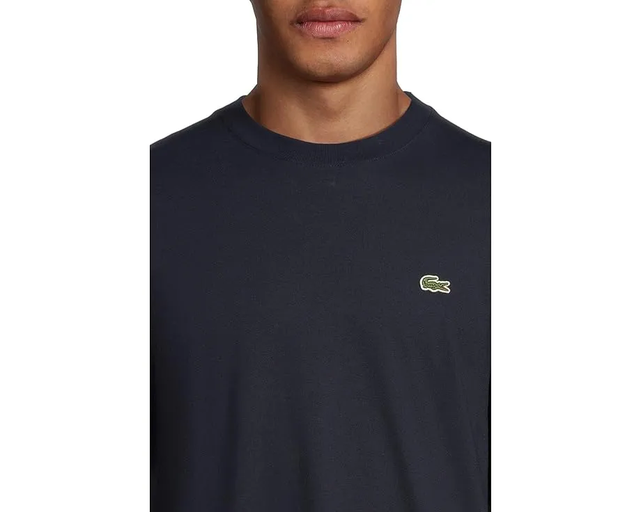 Длинная хлопковая футболка Lacoste с длинным рукавом и ребристыми манжетами