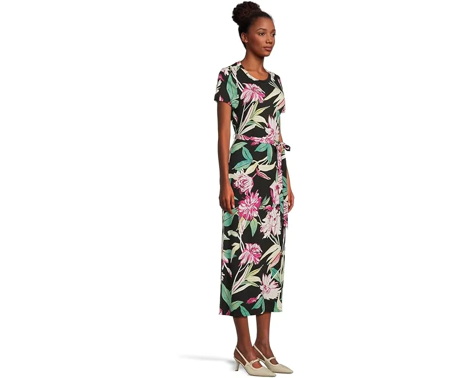 Платье миди Tommy Bahama Twilight Bloom с коротким рукавом и поясом на запах