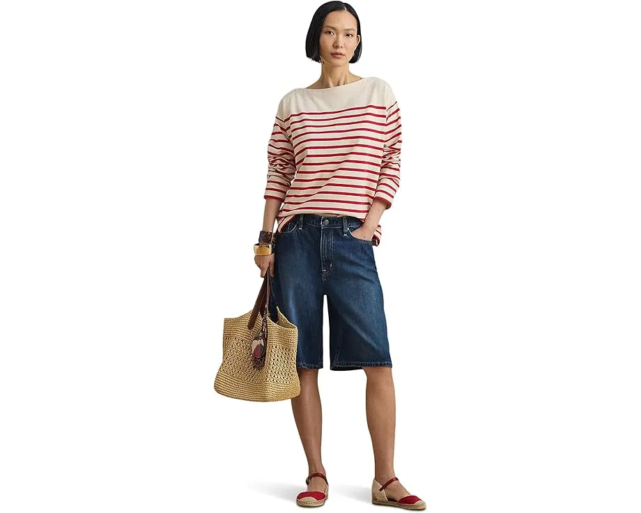 Топ Striped Jersey Boatneck в полоску из джерси Lauren Ralph Lauren