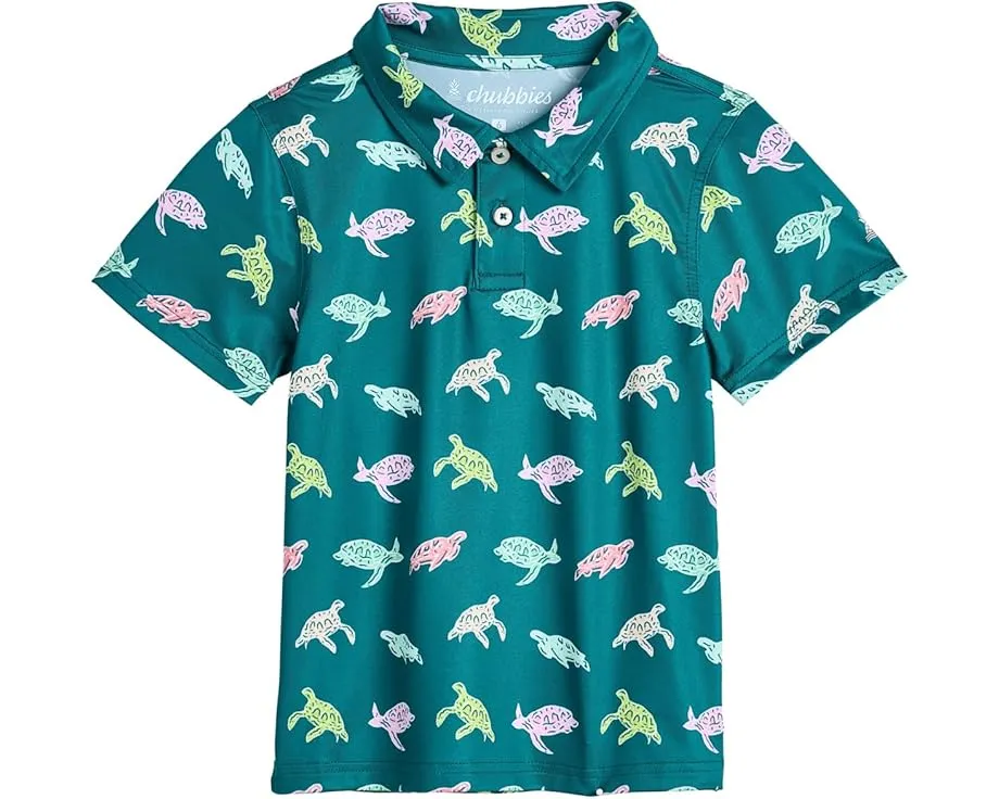 Детское поло Chubbies Kids Lil Turtally Awesome c принтом черепашек