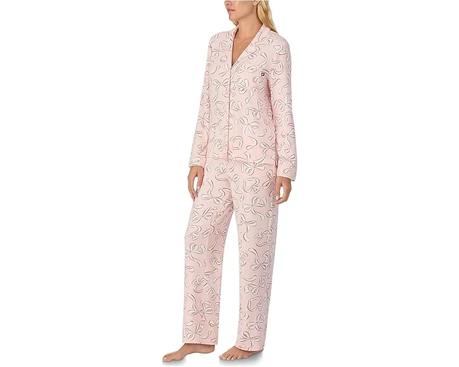 Пижамный комплект Kate Spade New York из велюрового джерси с длинным рукавом и лацканами