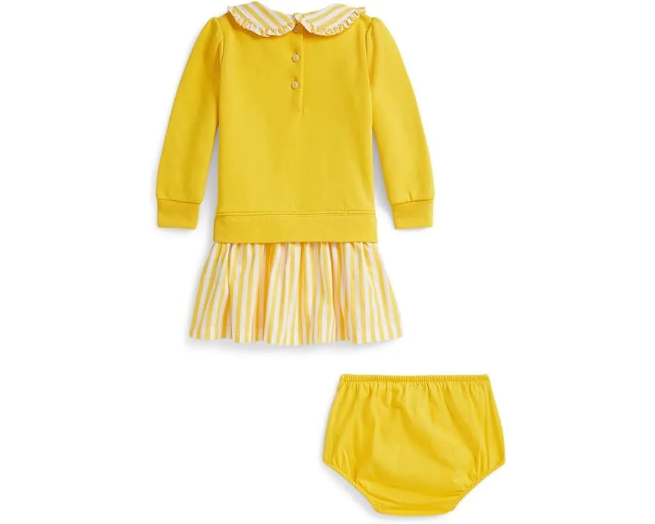 Платье и шортики Polo Ralph Lauren Kids из петлевого флиса в полоску для младенцев