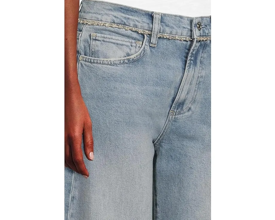 Джинсы Paige Arellia Ankle In Cosmic с завышенной талией и украшением стразами