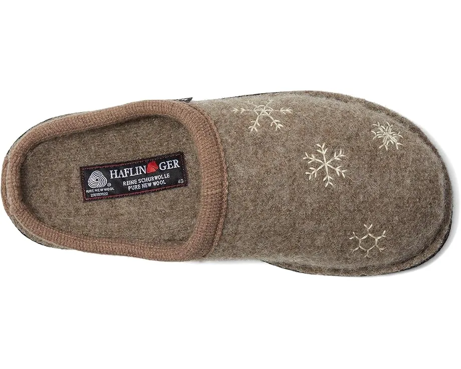 Тапочки Haflinger Snowman с вышивкой снежинок