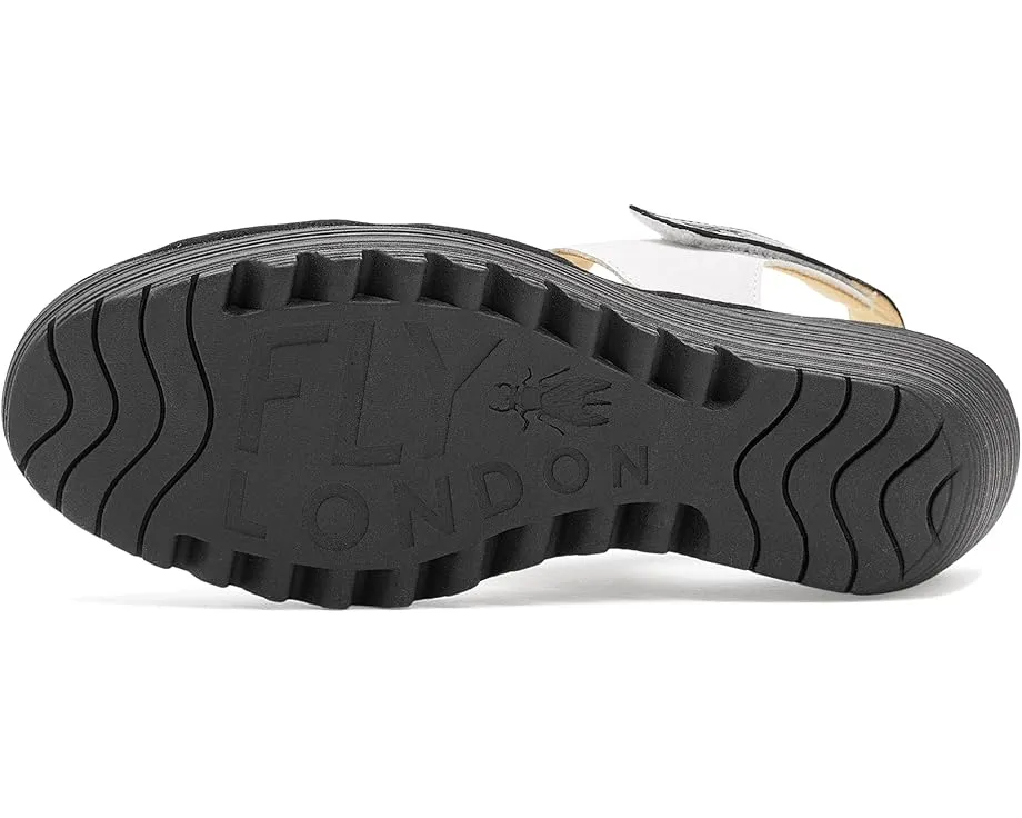 Сандалии FLY LONDON Yaad604fly на танкетке с ажурным дизайном и ремешком на липучке