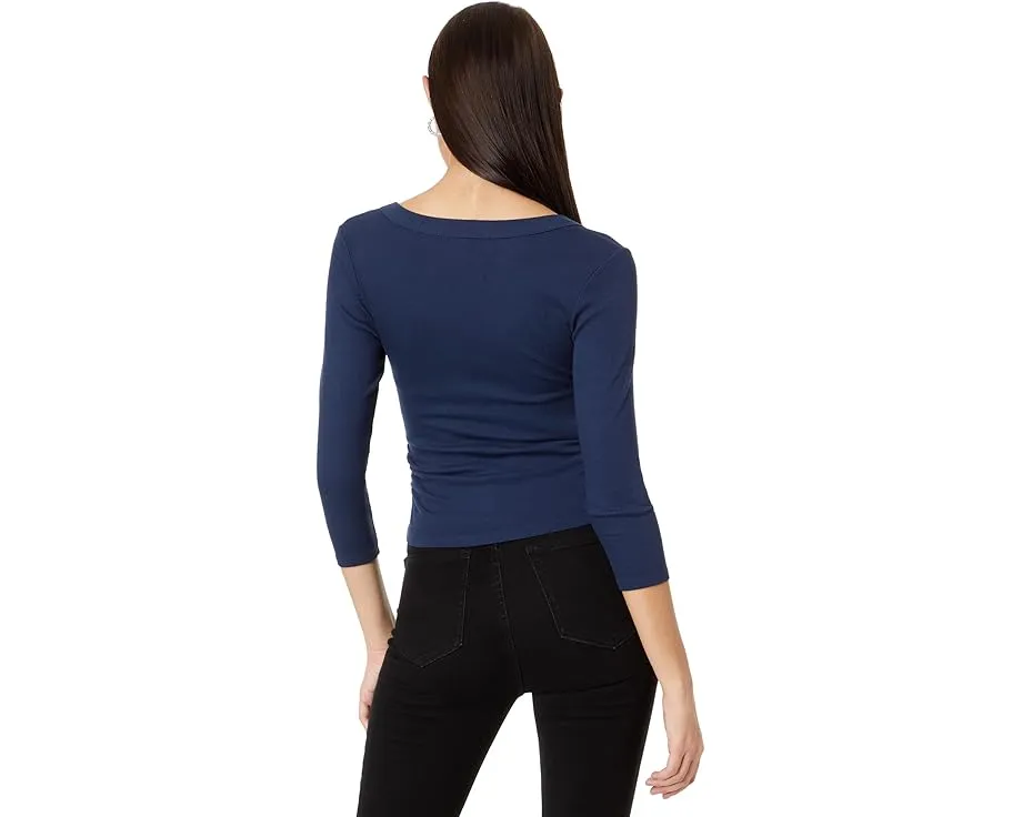 Кроп-футболка Michael Stars Enid с V-образным вырезом и рукавом 3/4