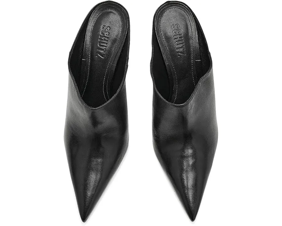 Босоножки Schutz Eleanor Mule на каблуке из кожи черные