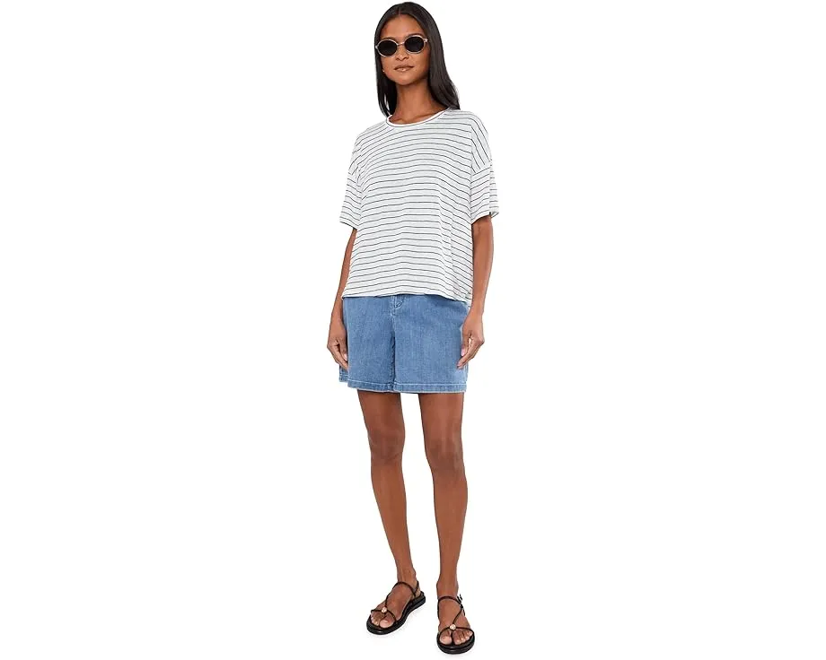 Organic Linen Jersey Stripe Crew Neck Short Sleeve Box Top