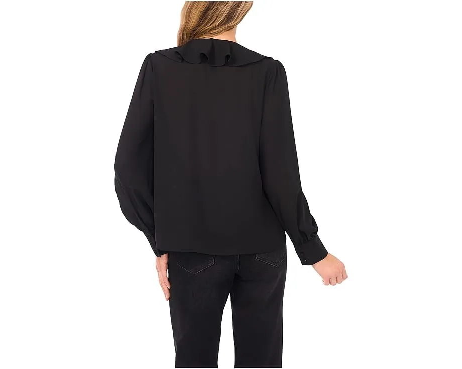 Блуза CeCe с длинными рукавами и рюшами на воротнике с завязкой