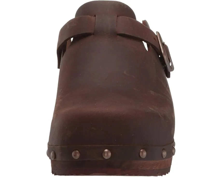 Кожаные сабо Sanita Kristel с деревянной подошвой и пряжкой