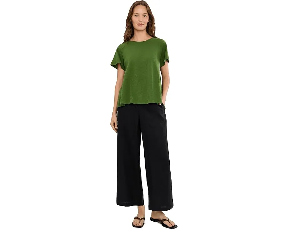 Топ Organic Cotton Slubby Jersey с круглым вырезом и короткими рукавами Eileen Fisher