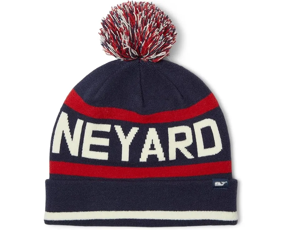 Вязаная шапка Vineyard Vines Text Logo Pom Beanie с помпоном