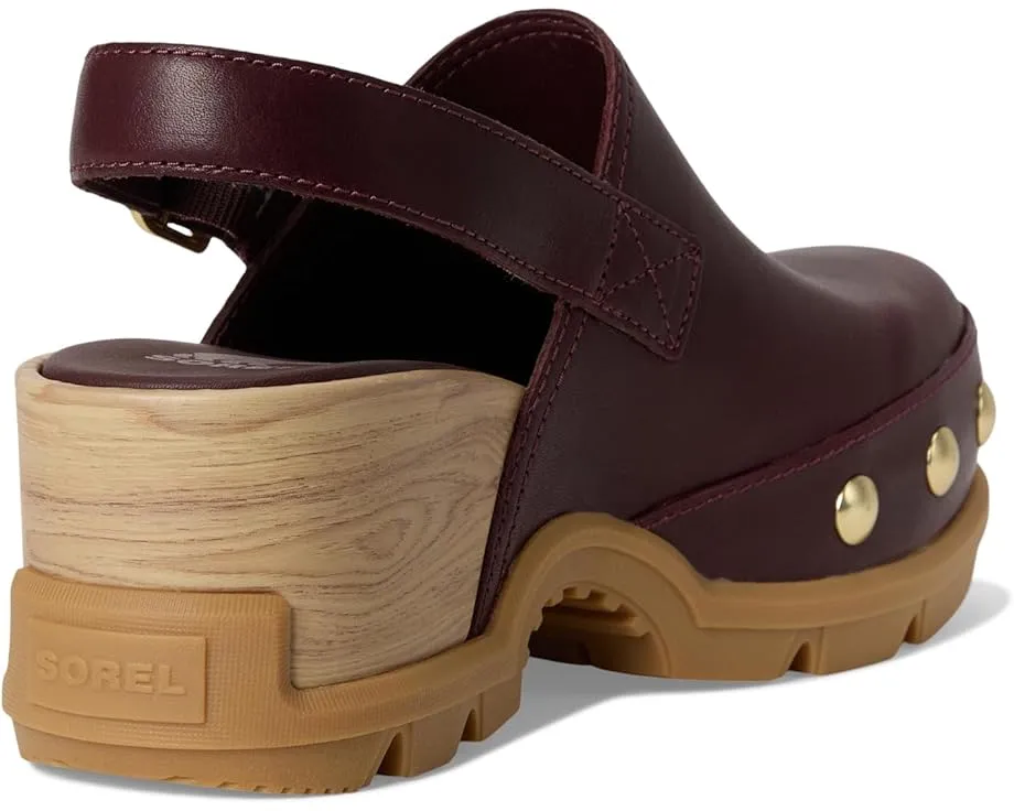Клоги SOREL Roam'n Clog Rvt из натуральной кожи с платформой и заклепками