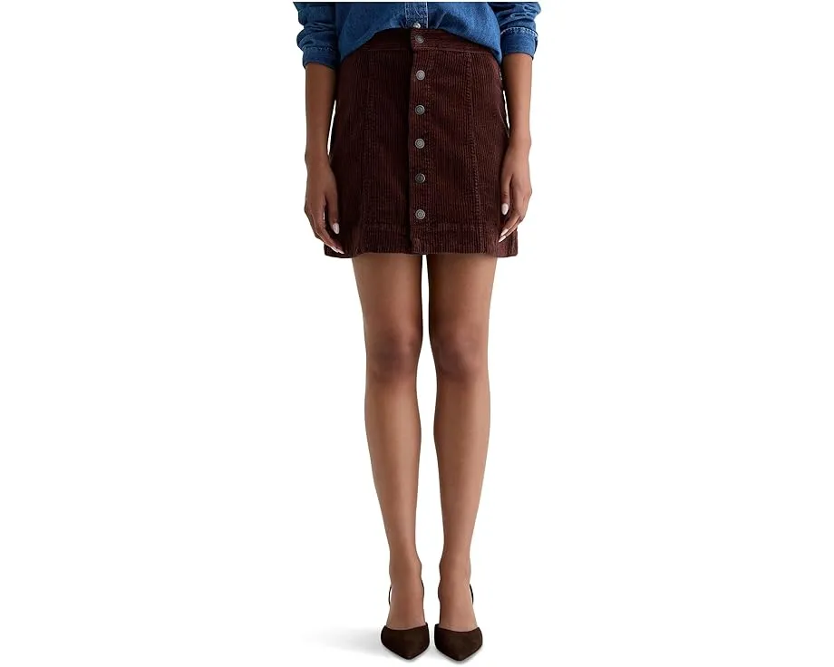 Мини-юбка Evie A Line из хлопковой ткани с металлическими пуговицами AG Jeans