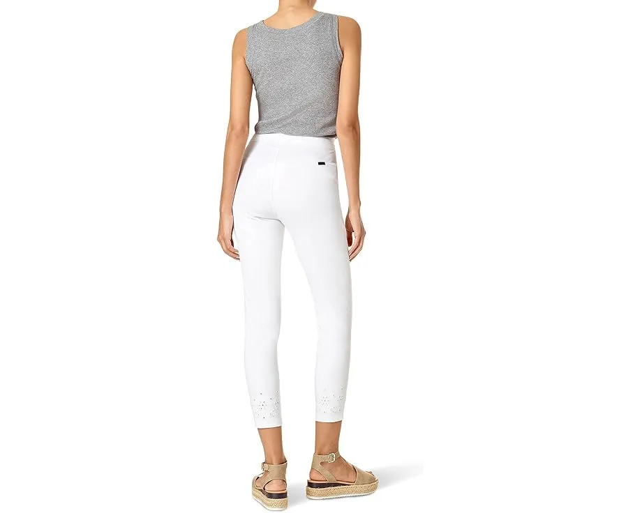High-Rise Embroidered Eyelet Hem Skimmer