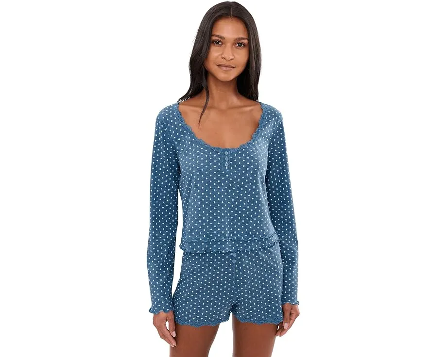 Пижамный комплект Free People Spring Break Sleep Set с ретро принтом и рюшами