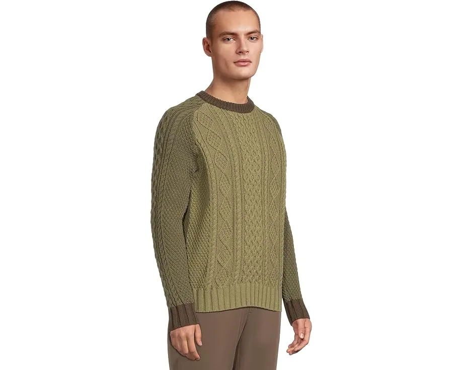 L.L.Bean Хлопковый свитер Fisherman с воротником-поло и цветными блоками в облегающем крое