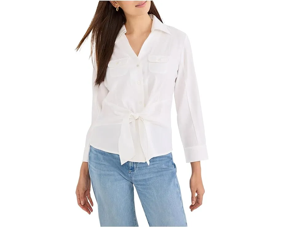 Блузка NIC+ZOE Petite Iconic Tie Front с завязкой на талии и накладными карманами