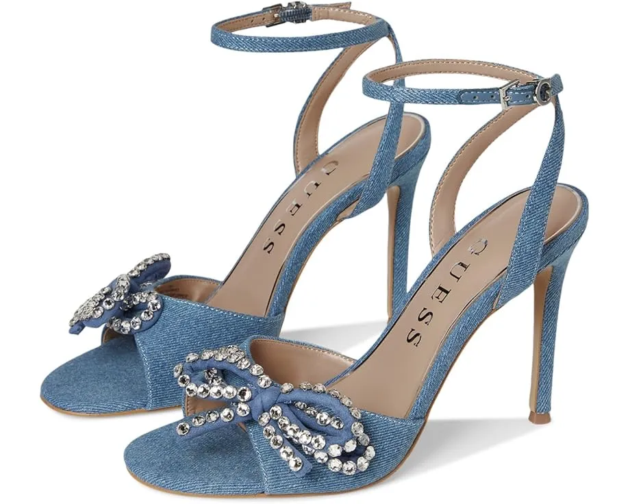GUESS Вечерние сандалии Charmin с джинсовым верхом и стразами на каблуке-шпильке