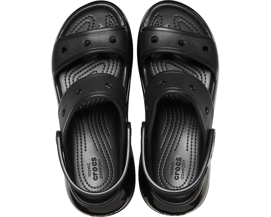 Сандалии Crocs Classic Mega Crush на платформе с двумя ремешками