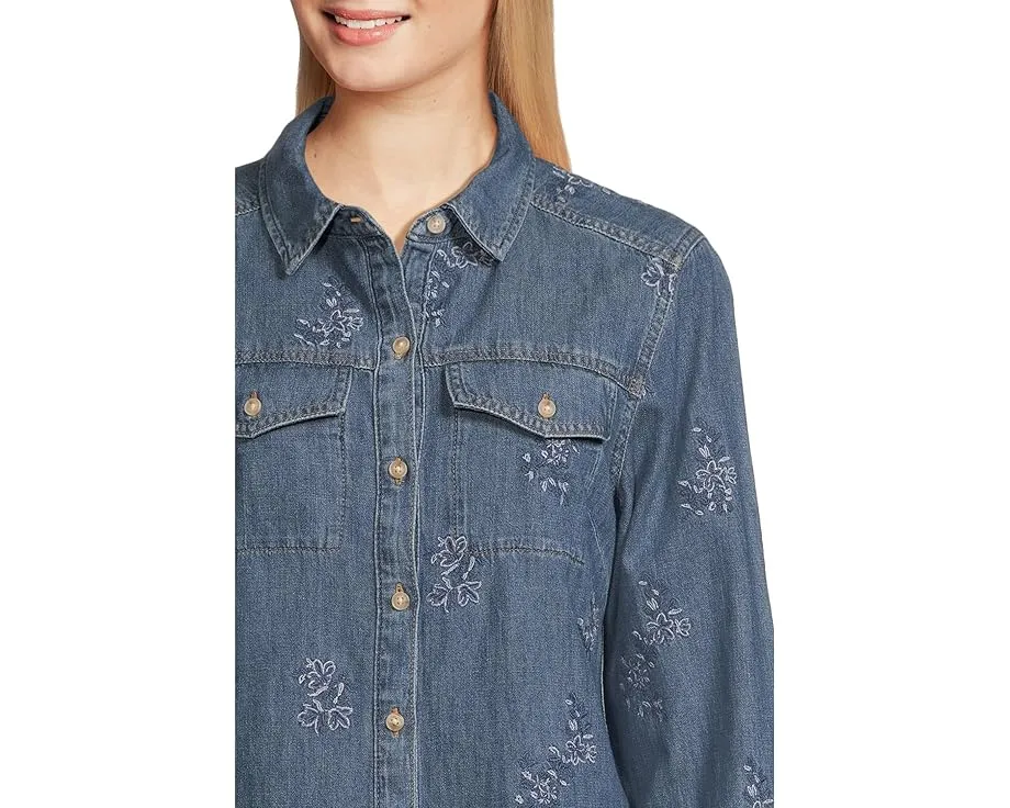 Джинсовая рубашка с длинными рукавами и вышивкой Flora Tommy Bahama