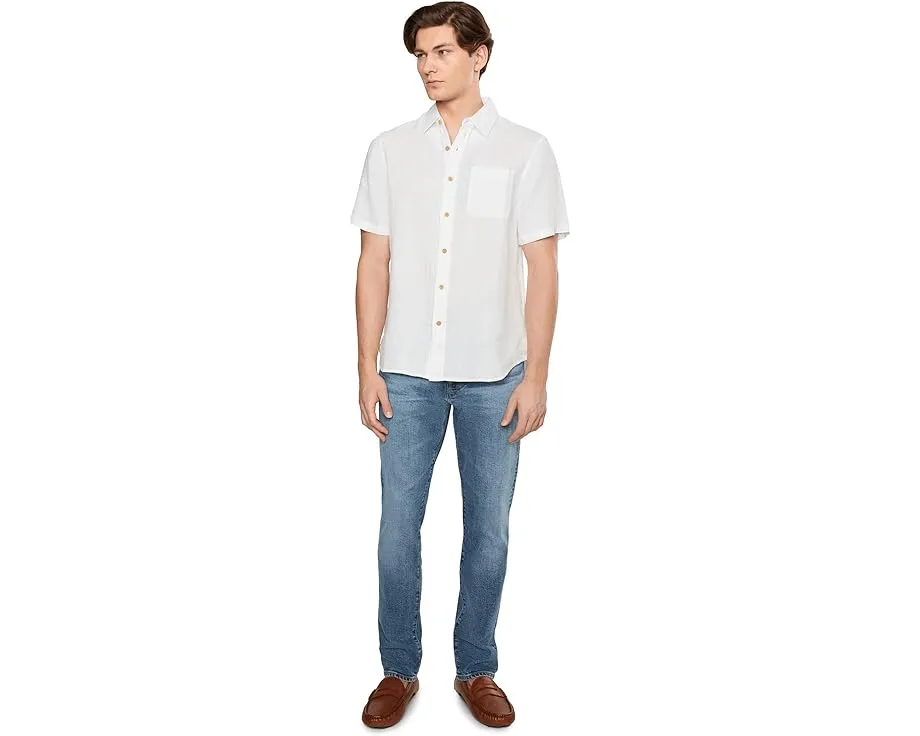 Рубашка Faherty Short Sleeve Palma Linen Shirt из 100% льна с накладным карманом