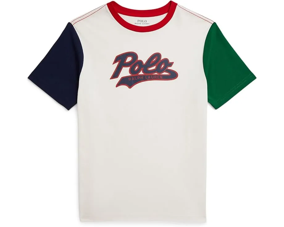 Хлопковая футболка Polo Ralph Lauren Kids с логотипом и цветными блоками для детей постарше