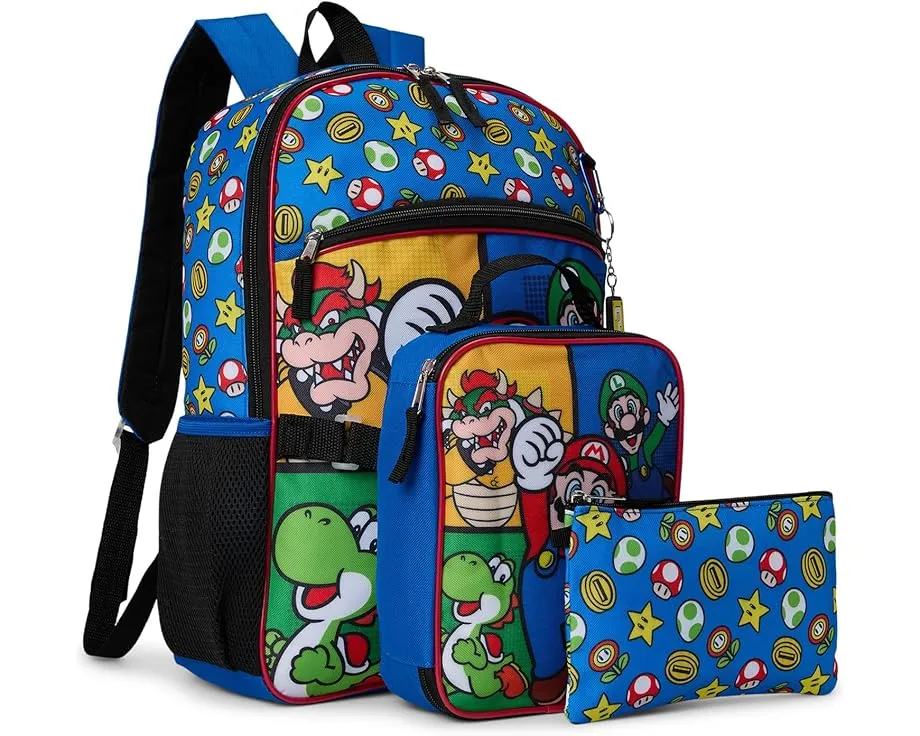 Набор рюкзака Super Mario Bros Power-Ups из 5 предметов для детей от BIOWORLD Kids