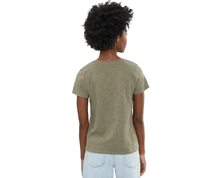 Топ Lilla P Short Sleeve Back Seam с V-образным вырезом и коротким рукавом